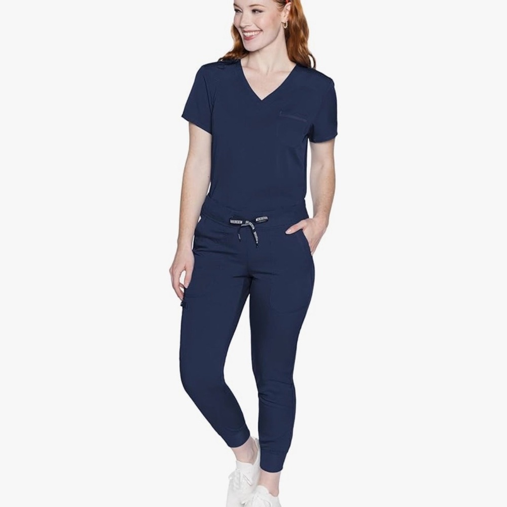 Med Couture Women's Navy Jogger Scrub Pants & Top Set